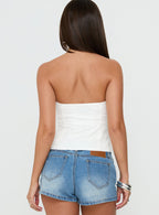 Speechless Lace Trim Strapless Top White