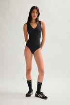 Black Amelia V-Neck Bodysuit