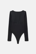 Black Elena Long Sleeve Bodysuit