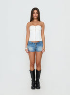 Speechless Lace Trim Strapless Top White