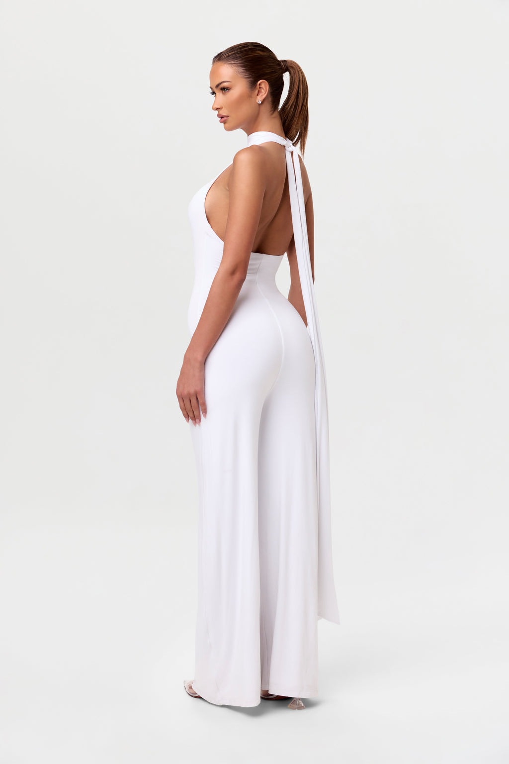 Smooth Halter Wide-Leg Jumpsuit