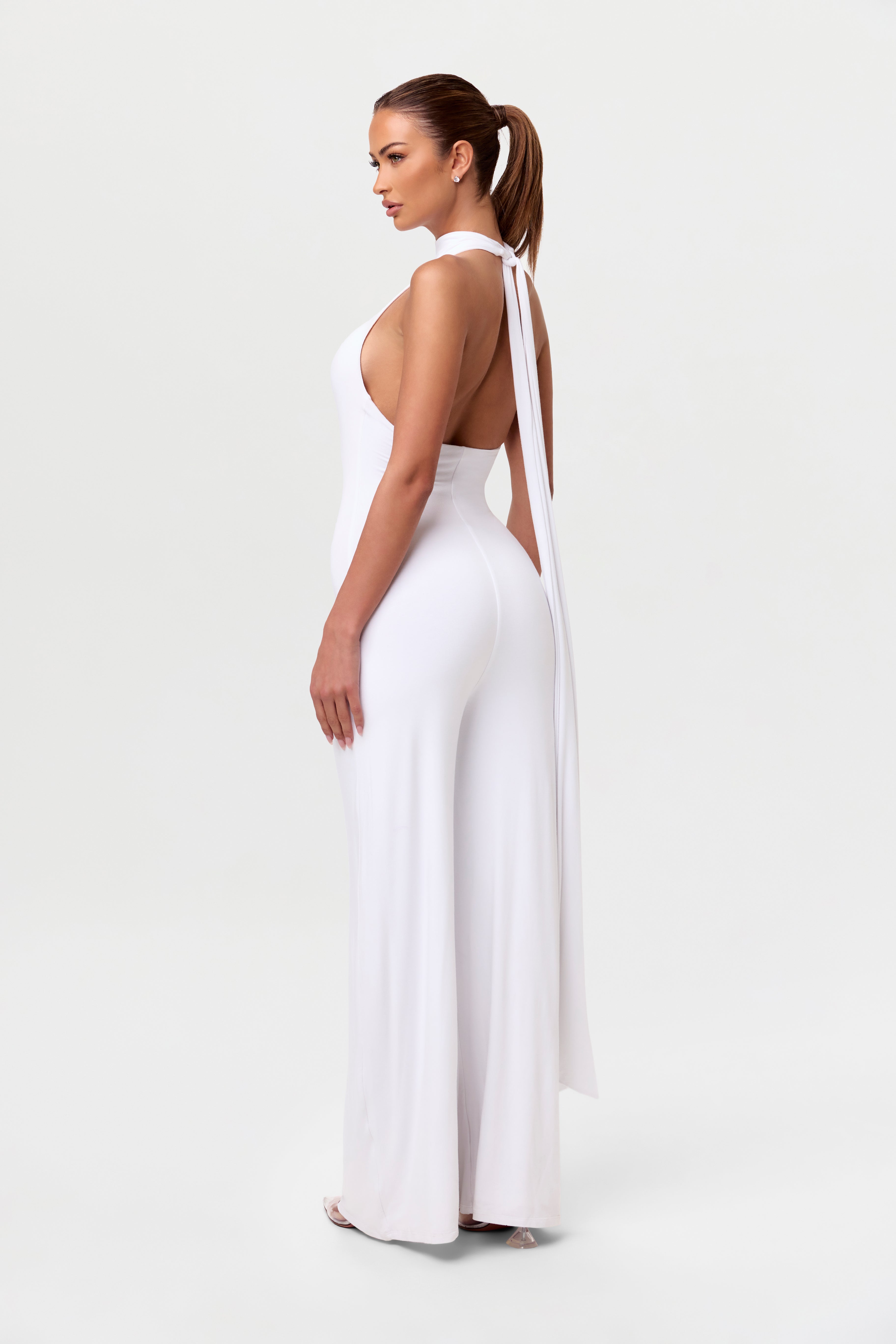 Smooth Halter Wide-Leg Jumpsuit