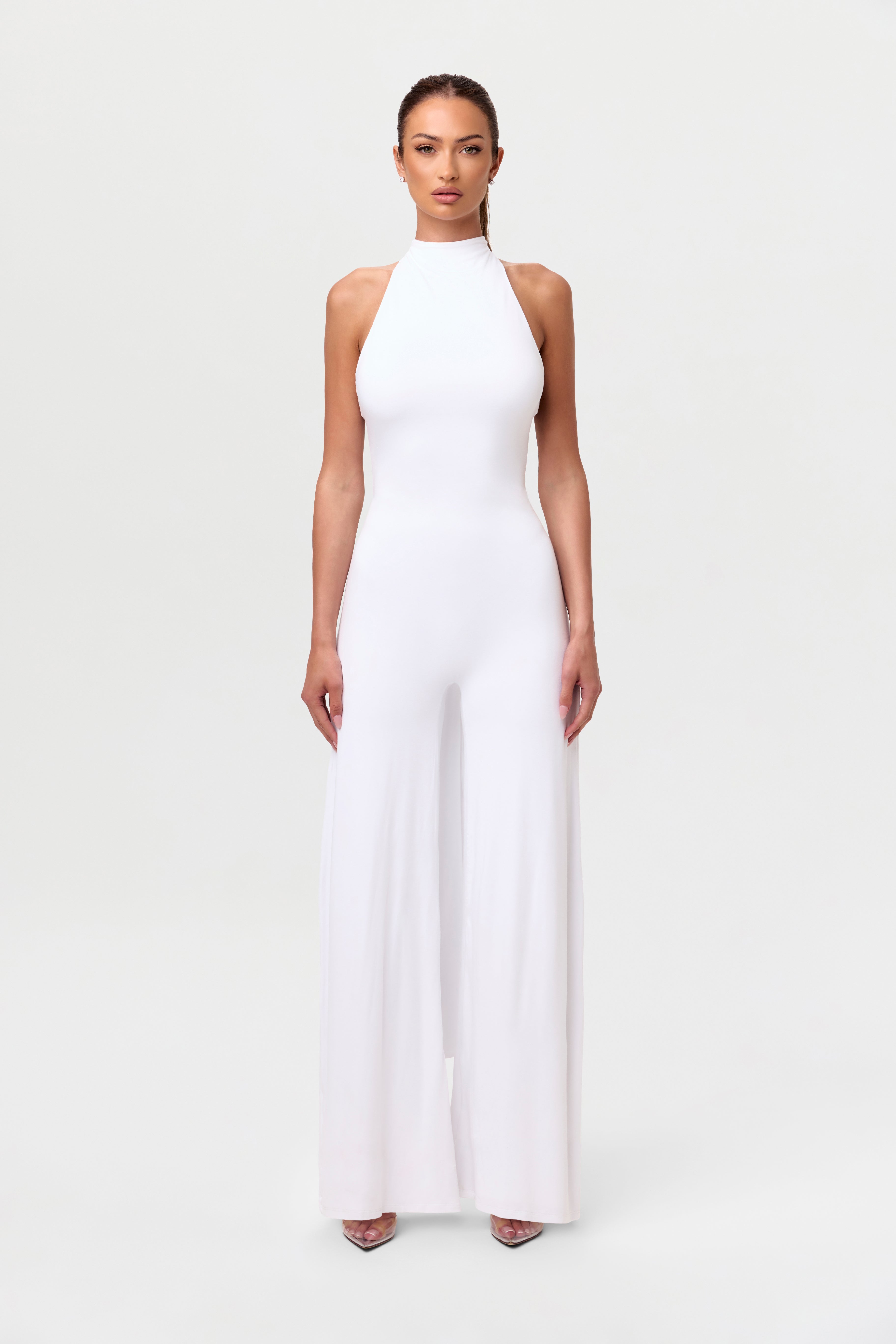 Smooth Halter Wide-Leg Jumpsuit