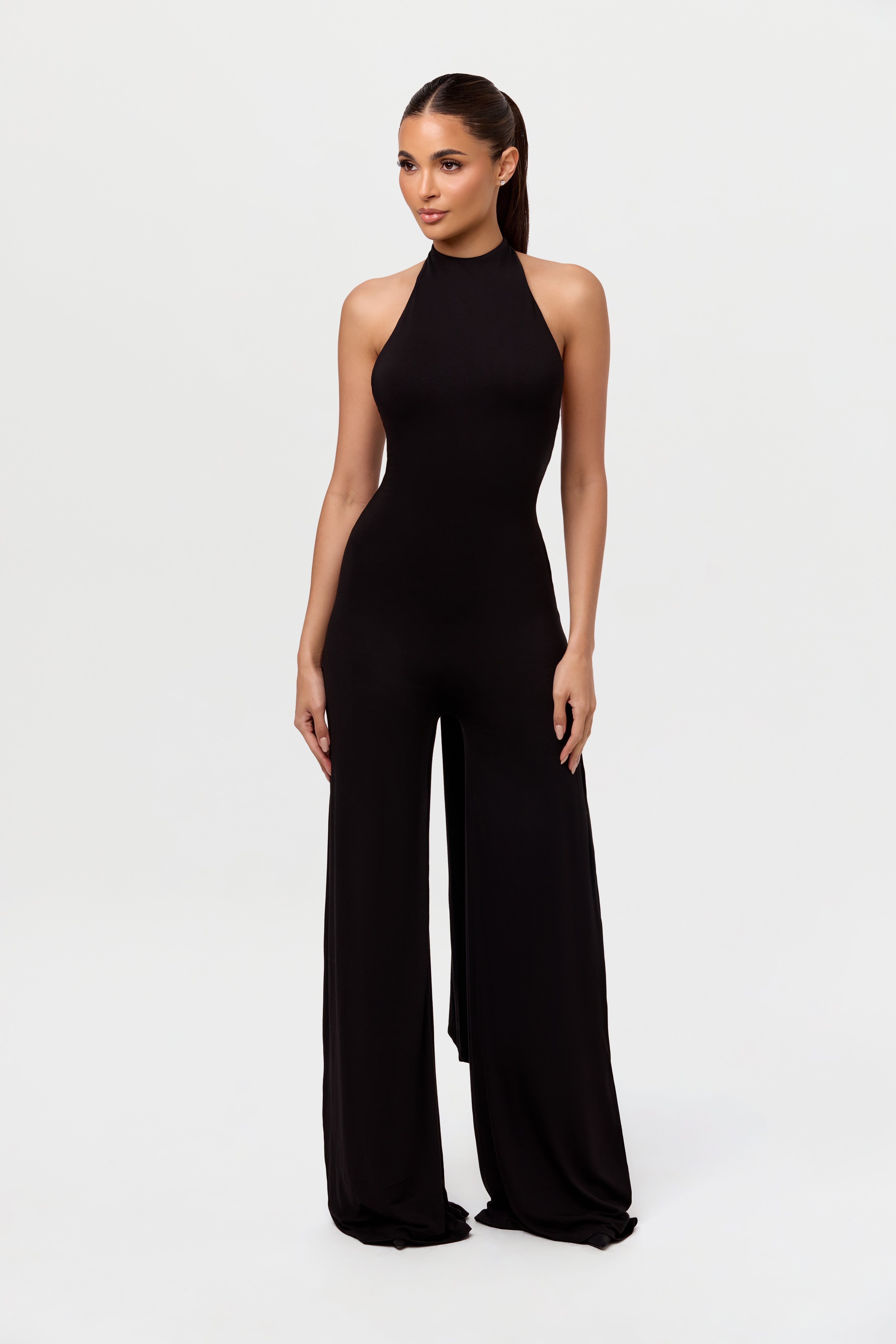 Smooth Halter Wide-Leg Jumpsuit