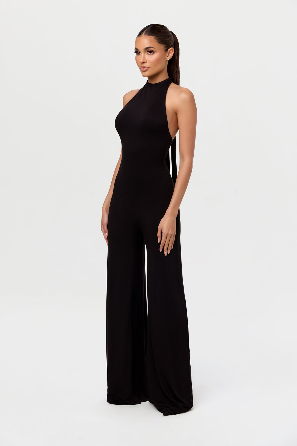 Smooth Halter Wide-Leg Jumpsuit