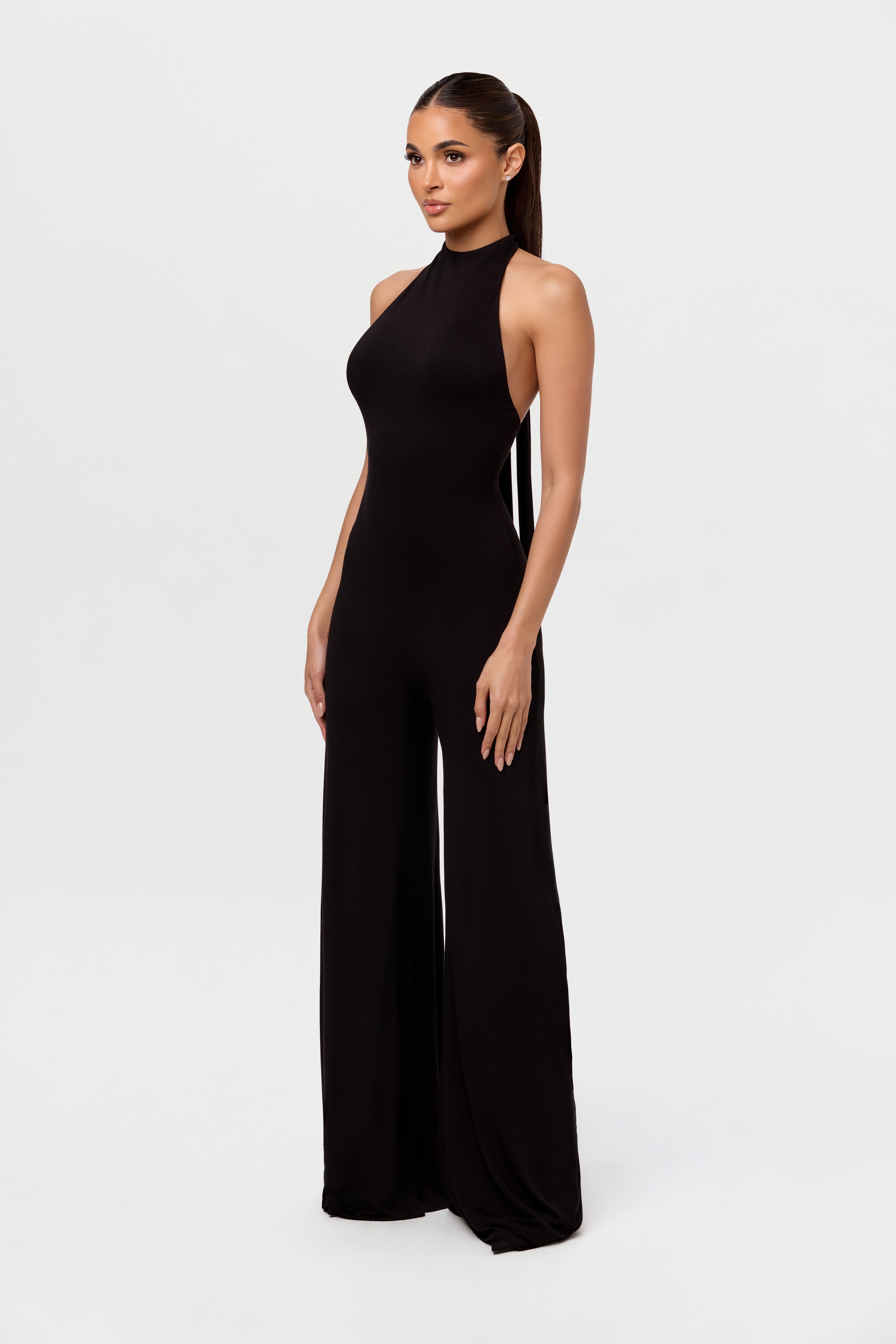 Smooth Halter Wide-Leg Jumpsuit