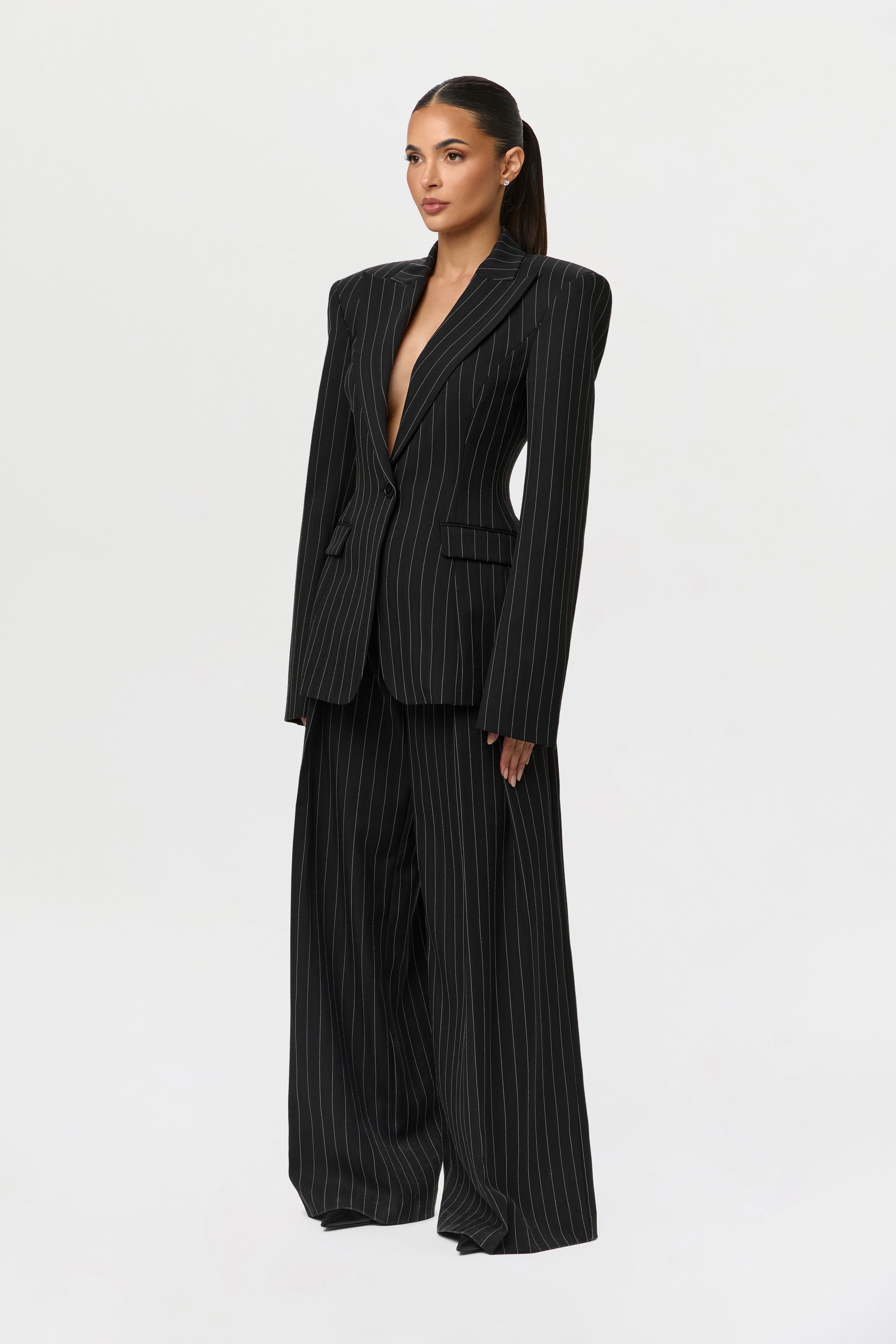Suiting Pinstripe Wide-Leg Pant