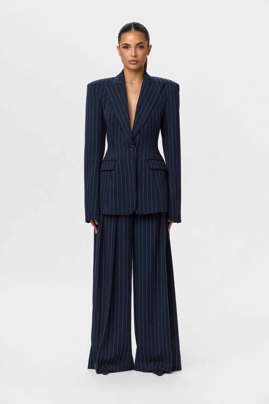 Suiting Pinstripe Wide-Leg Pant