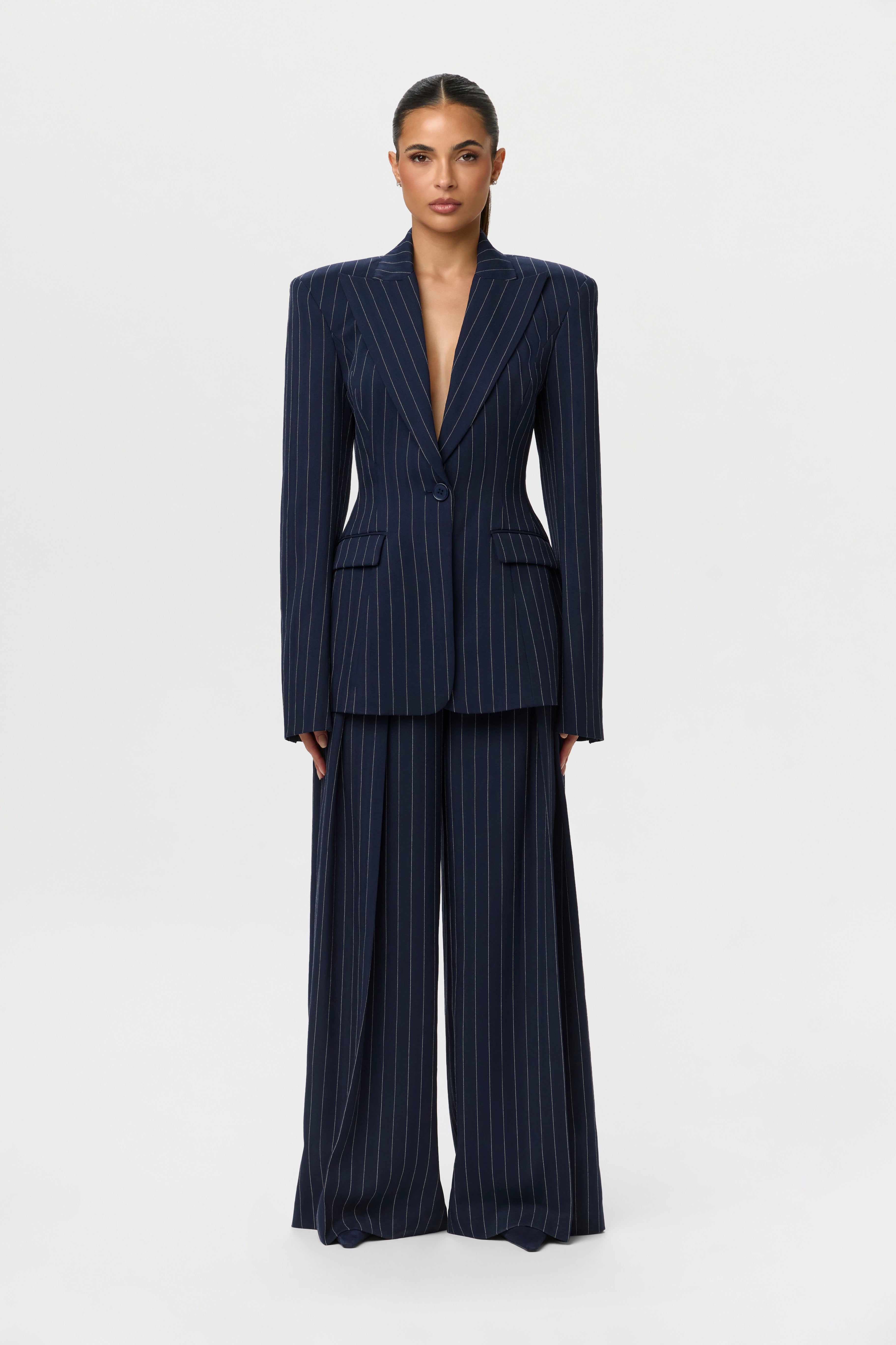 Suiting Pinstripe Wide-Leg Pant
