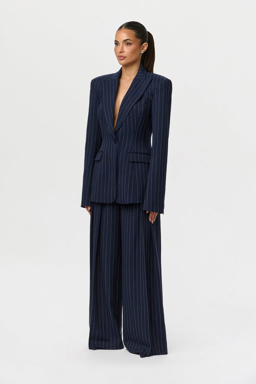 Suiting Pinstripe Wide-Leg Pant