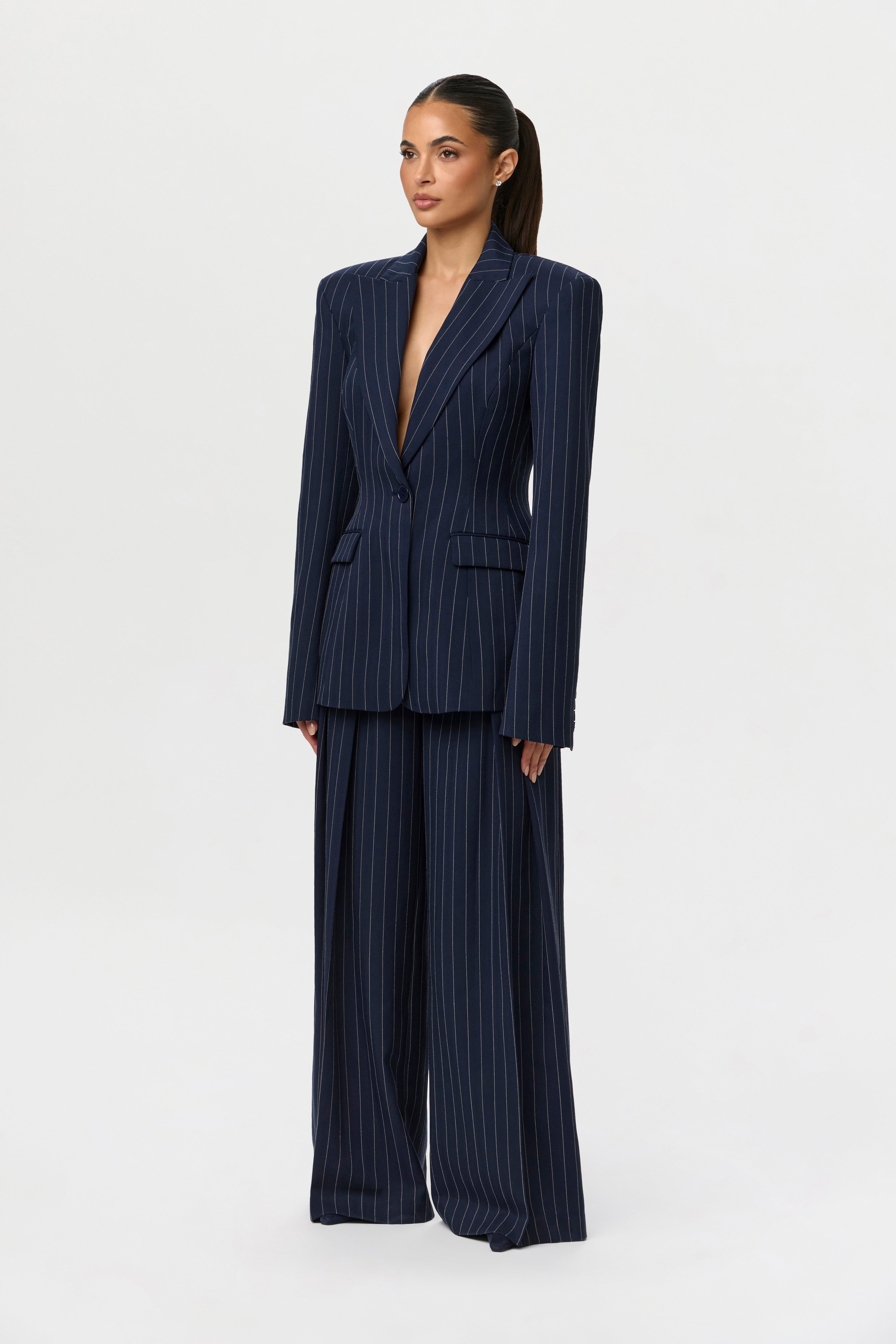 Suiting Pinstripe Wide-Leg Pant